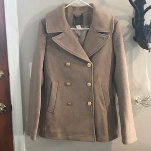 J. Crew Stadium Cloth Pea Coat, Size 6 Tall